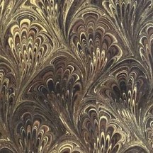Hand Marbled Paper Peacock Pattern in Black and Gold ~ Berretti Marbled Arts